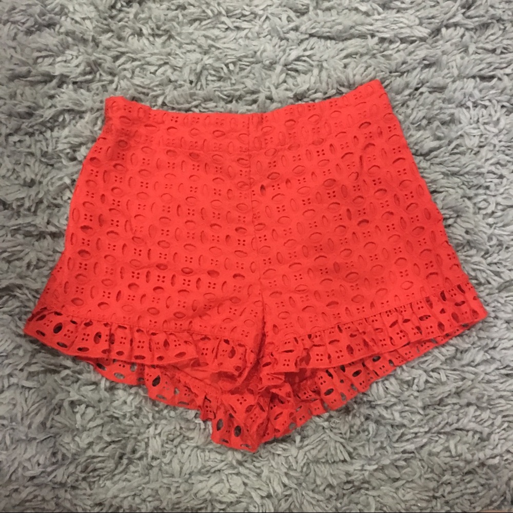 Primark Red Eyelet Lace Shorts